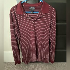 Saddlebred Men's Maroon and White Striped Polo Shirt